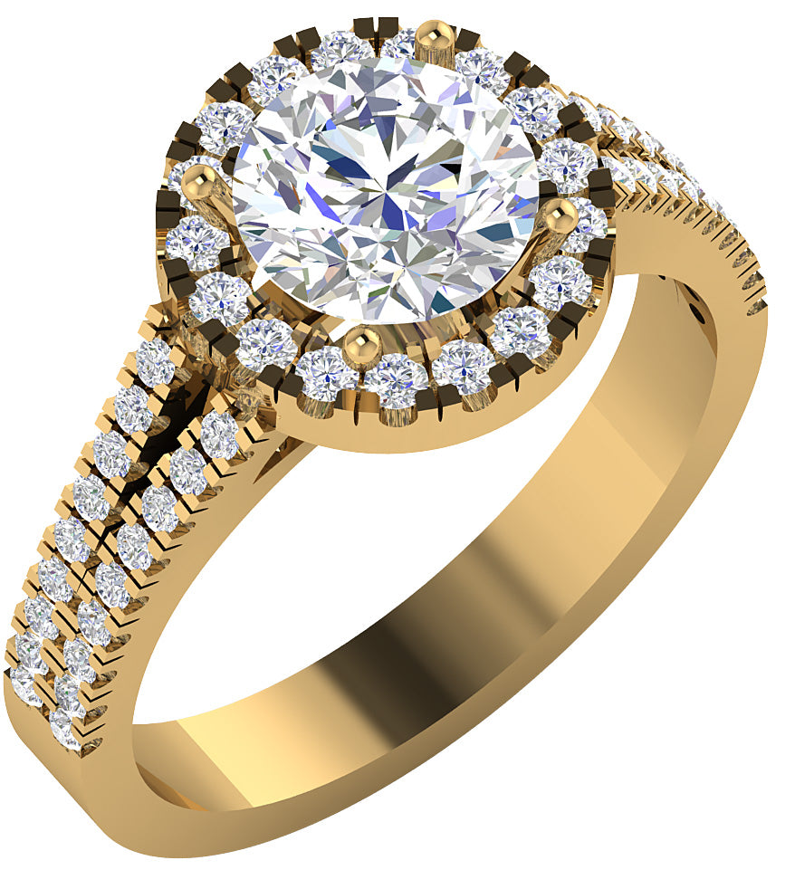 Split Shank Solitaire Halo Engagement Ring I1 G 2.00 Ct Round Diamond 14K Solid Rose Gold