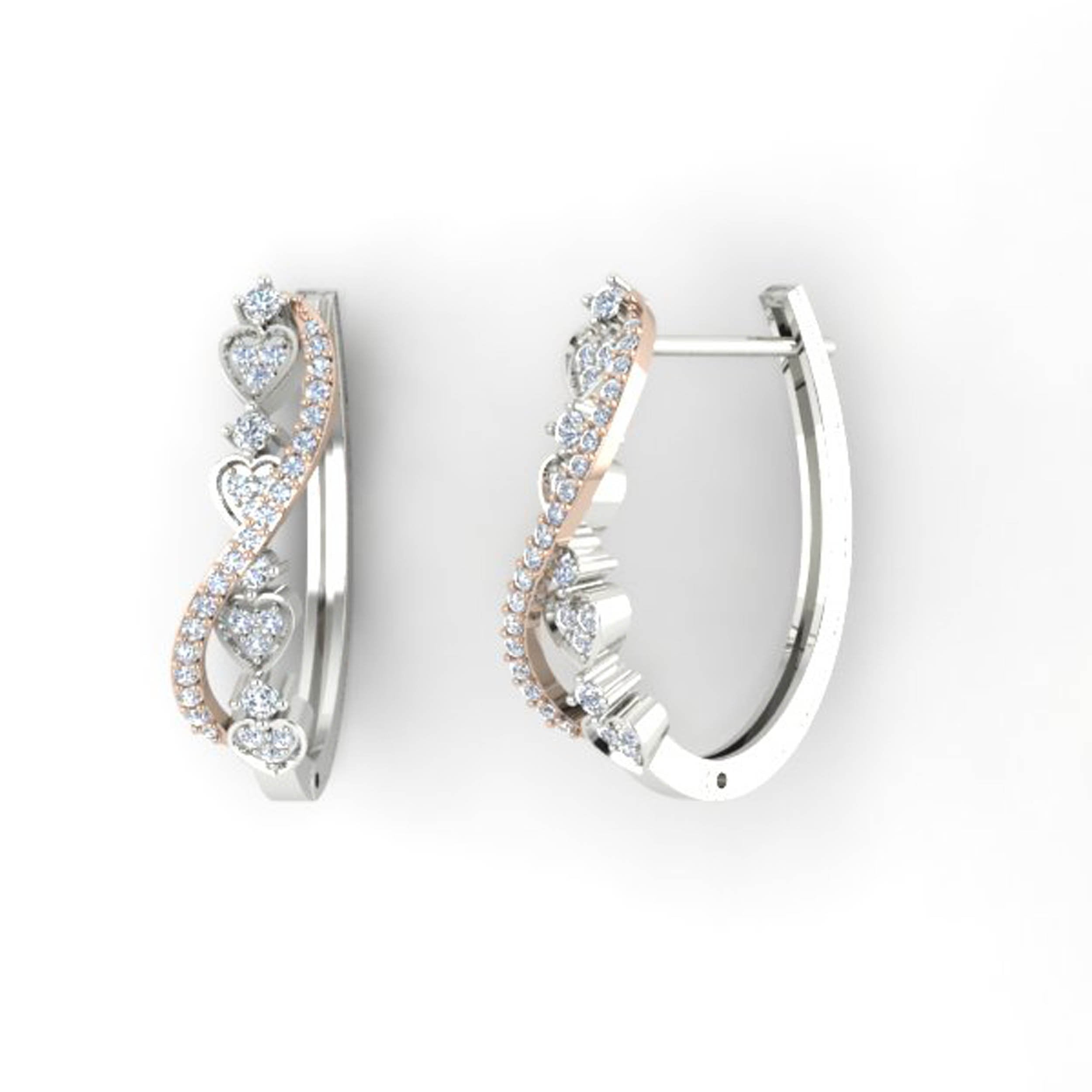 Prong Set Medium Hoops Wedding Earrings Genuine Diamond SI1/I1 G 0.70 Ct 18k/14k White Yellow Rose Gold