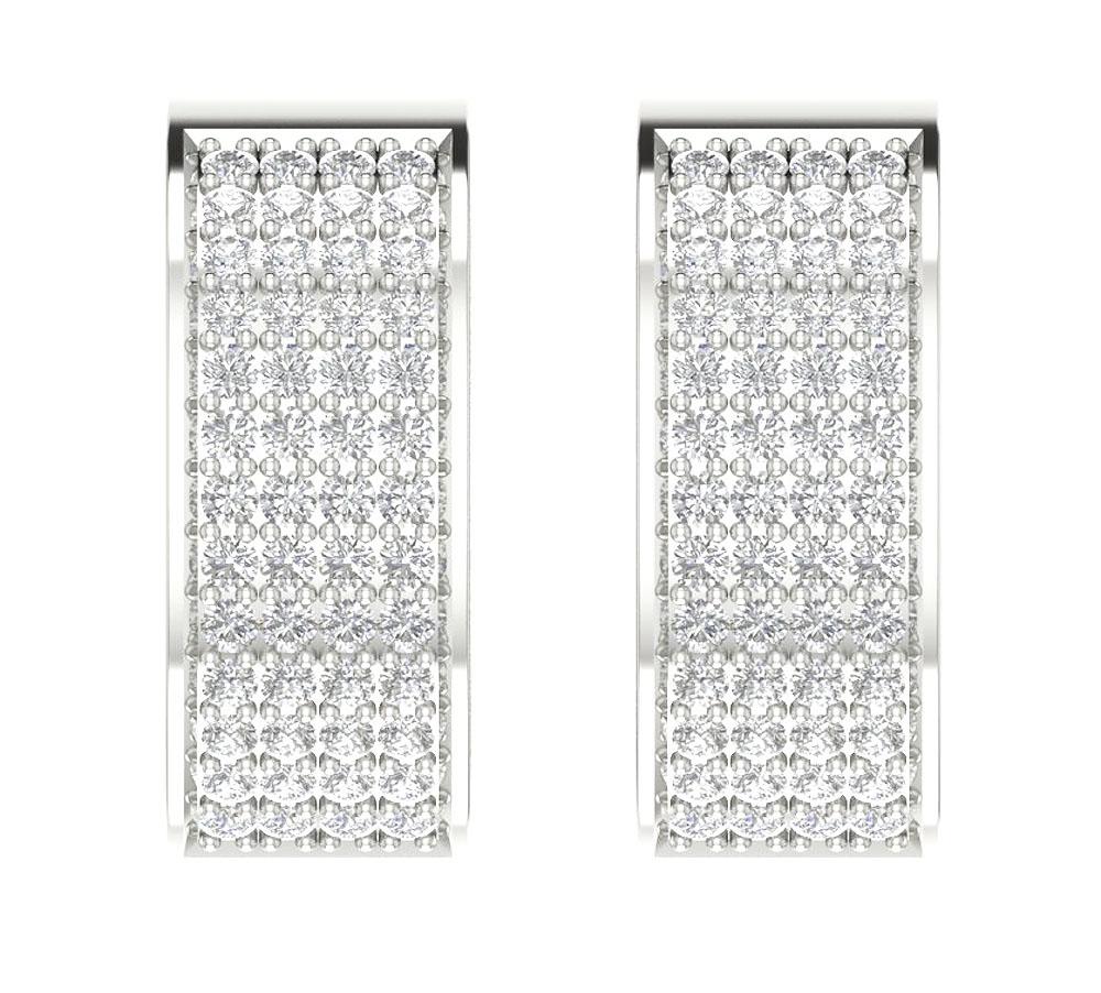 Natural Diamond Large Hoop Engagement Earrings VVS1/VS1/SI1/I1 1.25 Ct 18k/14k White Gold Prong Set