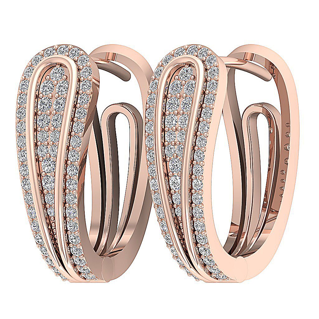 Large Hoop Wedding Earrings Genuine Diamond SI1/I1 G 1.10 Ct 18k/14k Yellow Gold Prong Set