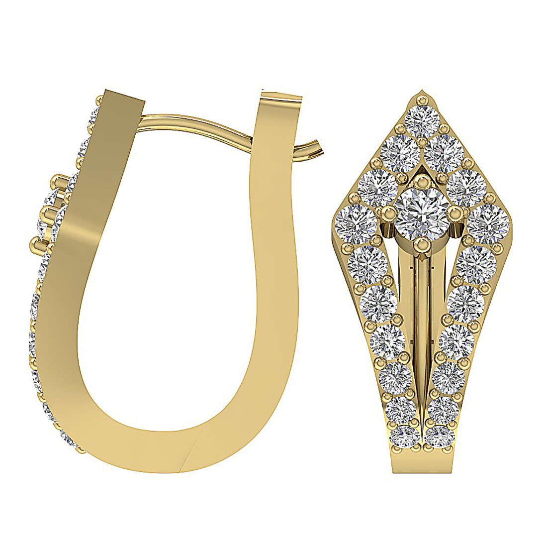 Medium Hoop Wedding Earrings Genuine Diamond VVS1/VS1/SI1/I1 0.90 Ct 18k/14k Solid Gold Prong Set
