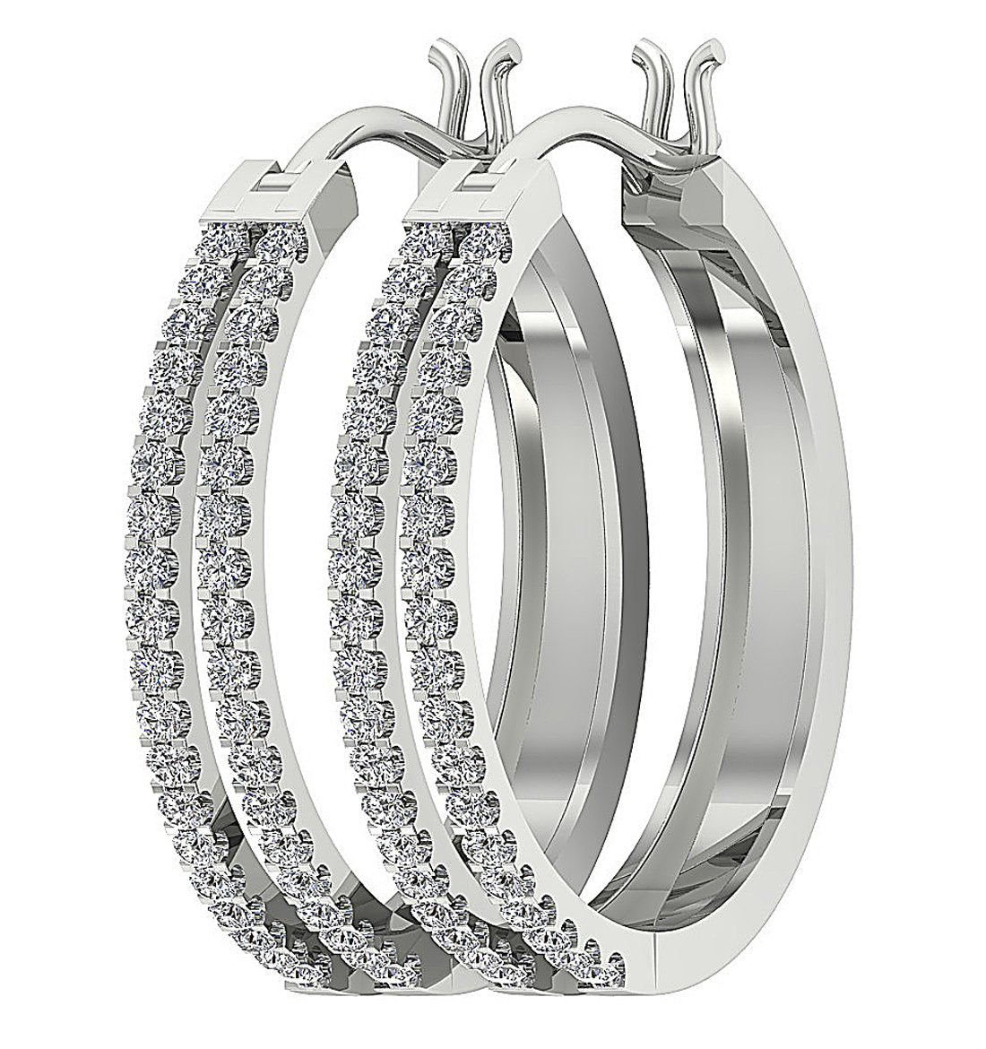 Prong Set Large Hoop Anniversary Earrings Round Diamond VVS1/VS1/SI1/I1 1.10 Ct 18k/14k White Gold