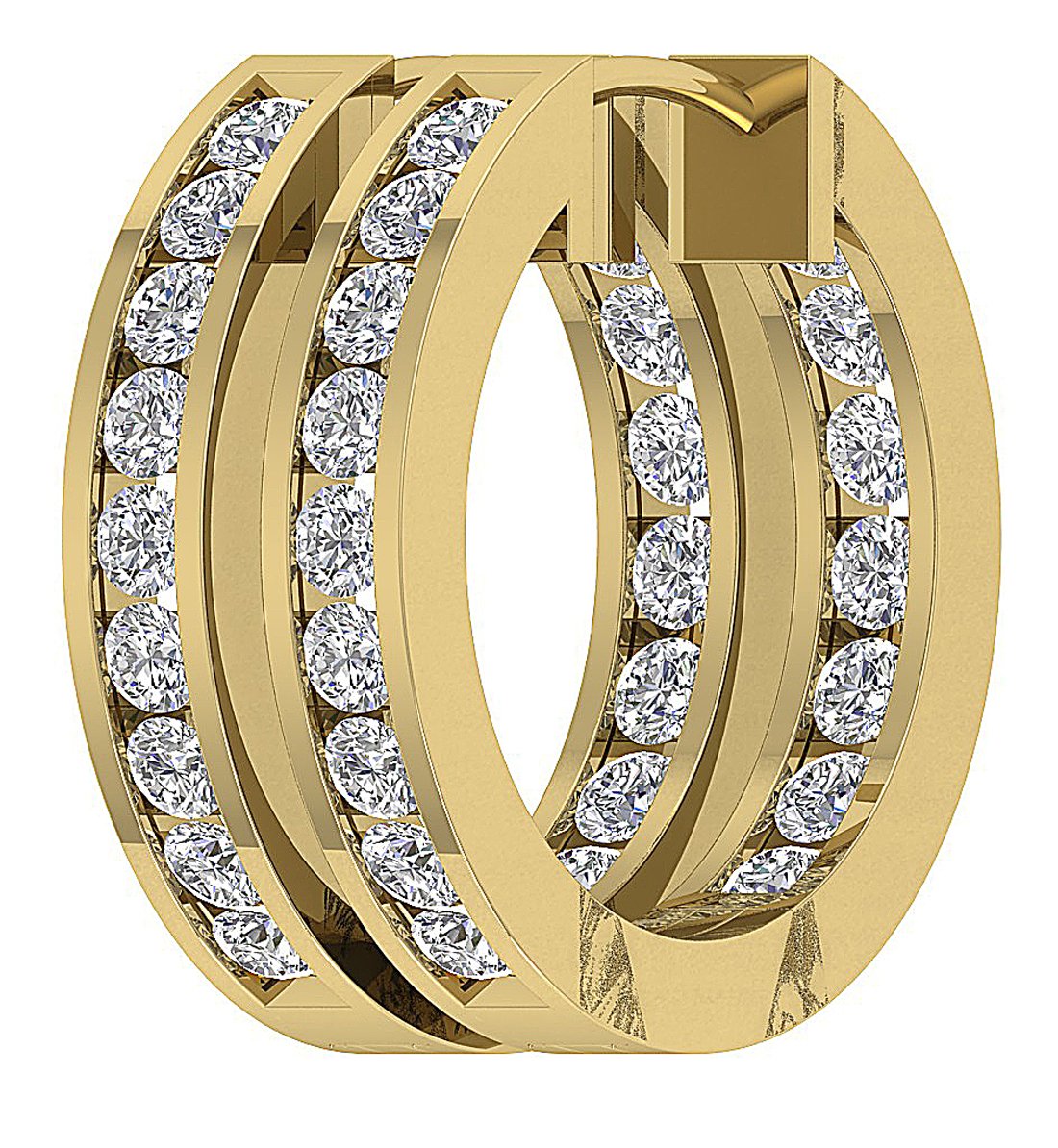 Round Diamond Inside Outside Hoop Anniversary Earrings I1 G 3.00 Ct 18k/14k White Gold Prong Set