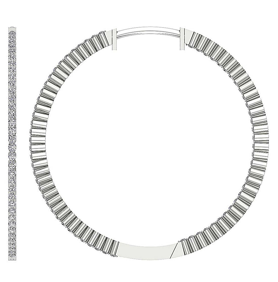 SI1/I1 G 5.70 Ct Genuine Diamond Large Hoop Wedding Earrings 18k/14k White Yellow Rose Gold Prong Set