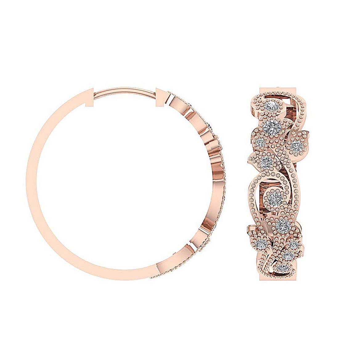 Prong Set Tiny Hoop Anniversary Earrings Round Diamond SI1/I1 G 0.45 Ct 18k/14k White Yellow Rose Gold