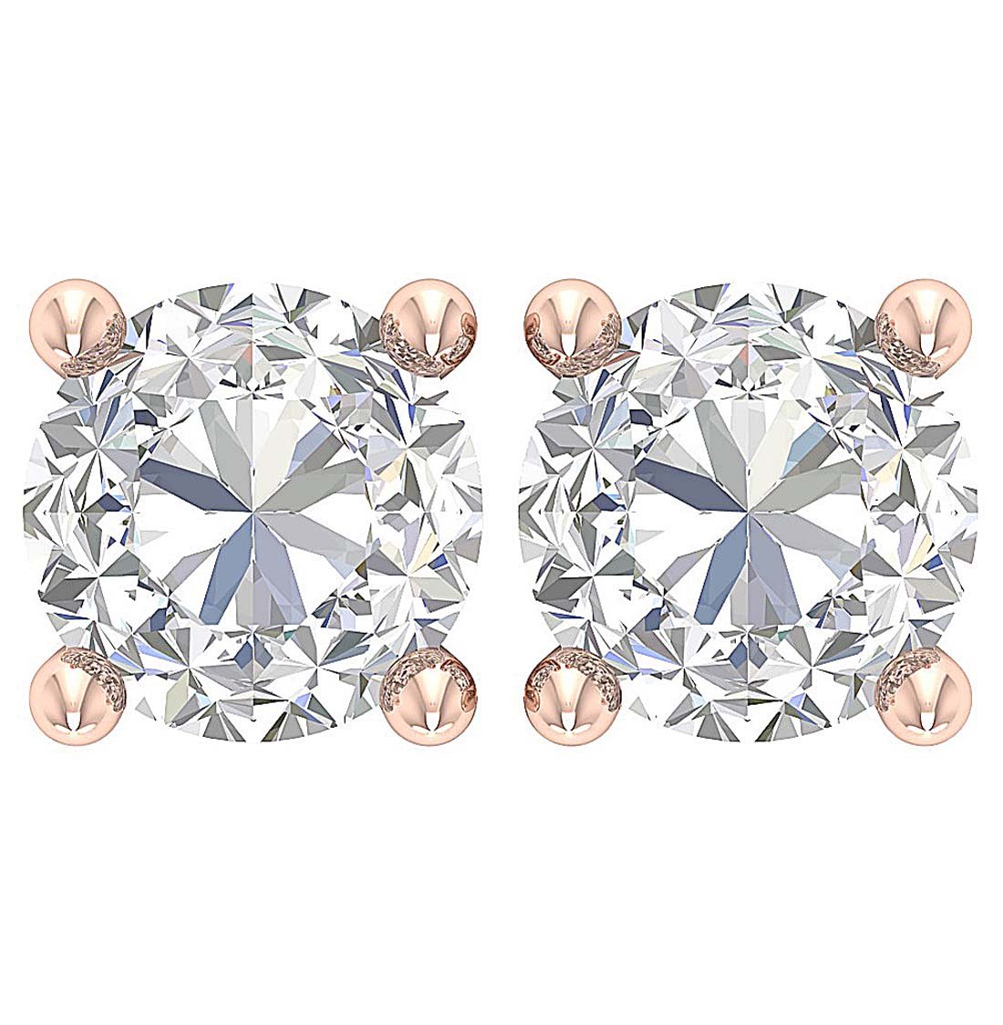 14k/18k Solid Gold Genuine Diamond I1 G 1.50 Ct Designer Solitaire Stud Earring Set