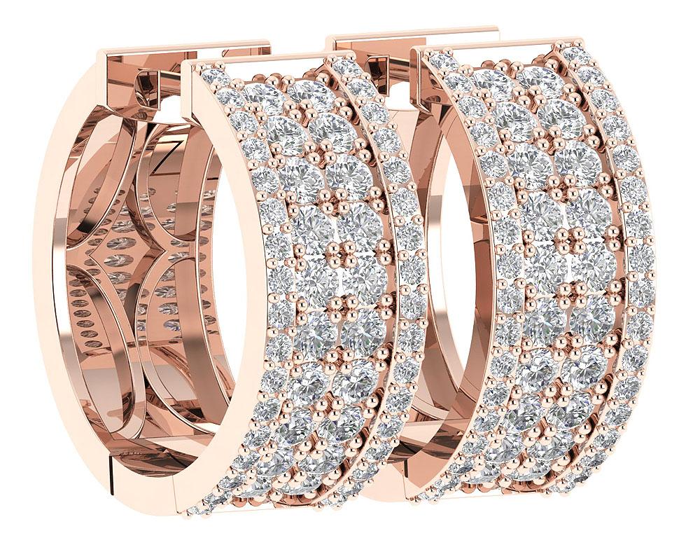 Prong Set Large Hoop Wedding Earrings Genuine Diamond VVS1/VS1/SI1/I1 2.50 Ct 18k/14k White Gold