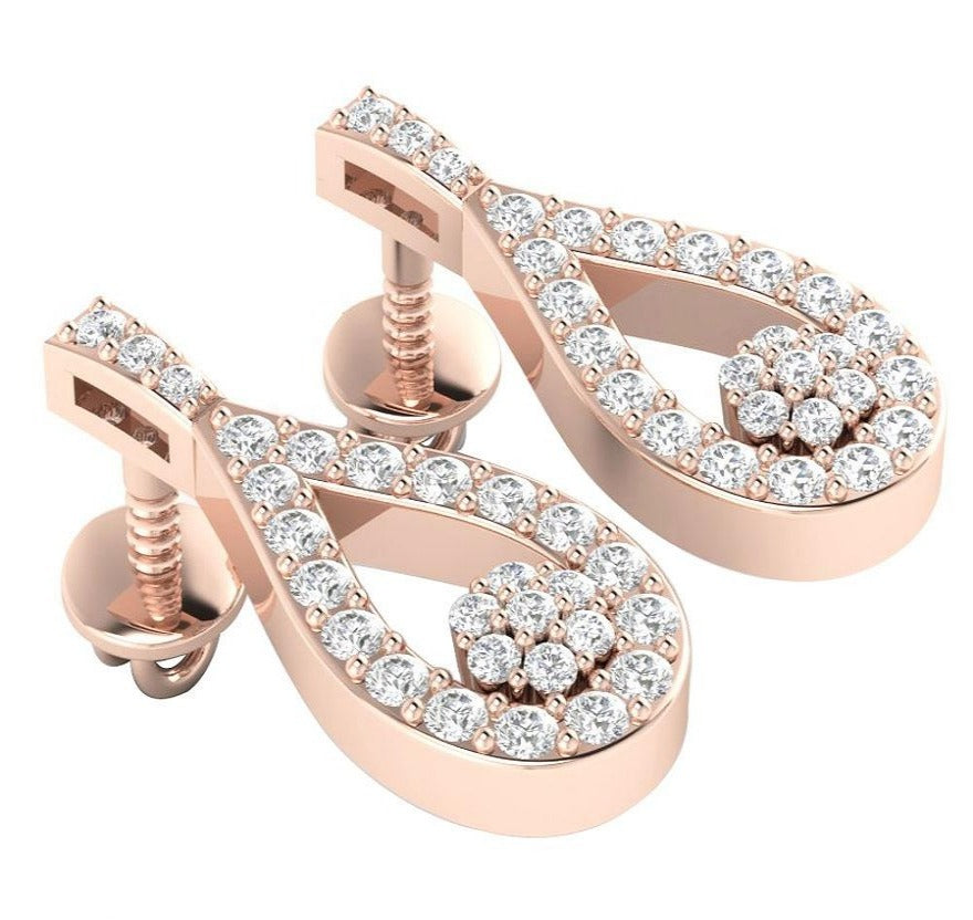 Round Diamond Chandelier Anniversary Earrings VVS1/VS1/SI1/I1 0.50 Ct 18k/14k White Gold Prong Set