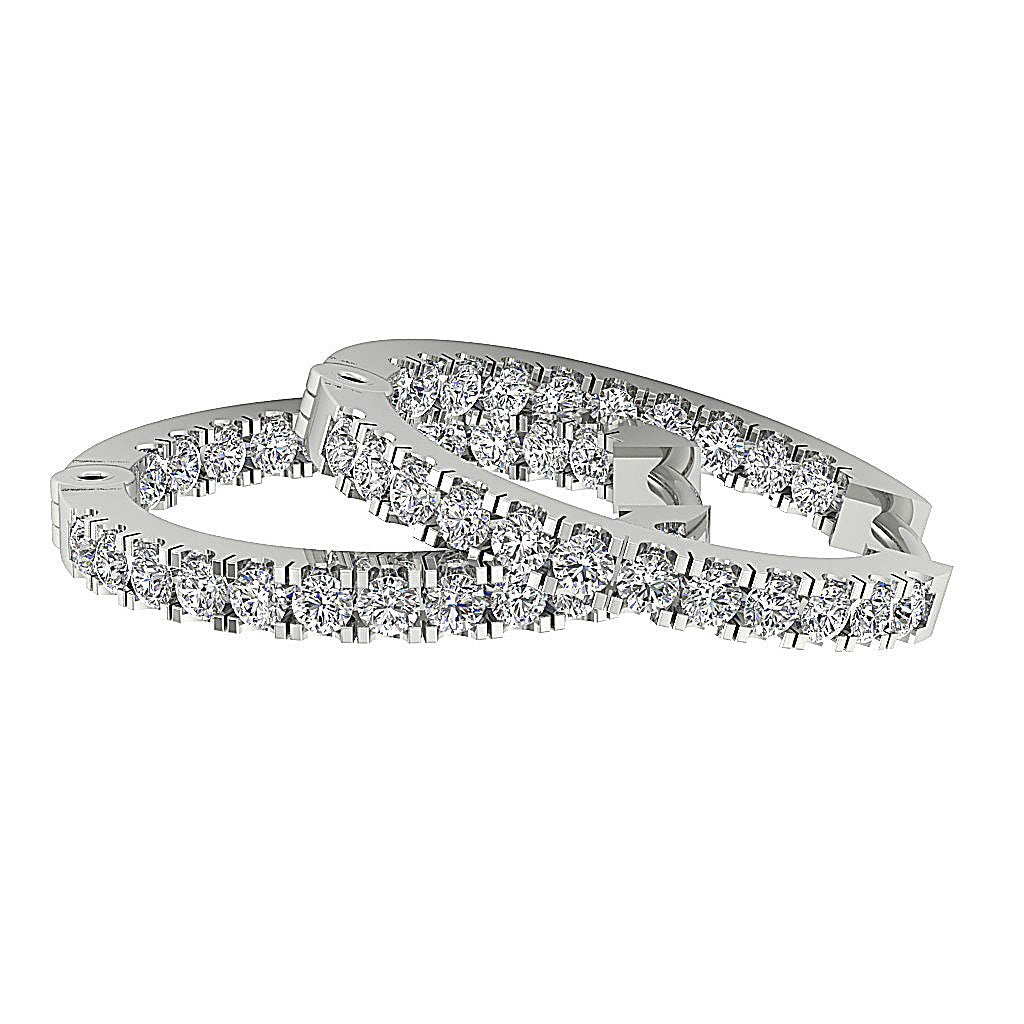 Prong Set Inside Outside Hoop Engagement Earrings Natural Diamond VS1/SI1/I1 G 1.00 Ct 18k/14k White Yellow Rose Gold