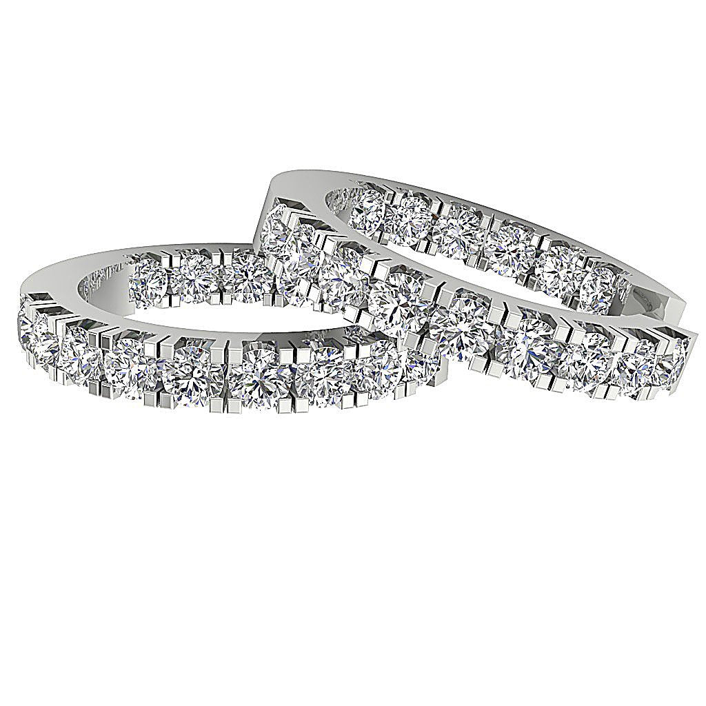 18k/14k Rose Gold Inside Outside Hoop Anniversary Earrings Round Diamond VVS1/VS1/SI1/I1 G 1.60 Ct Prong Set