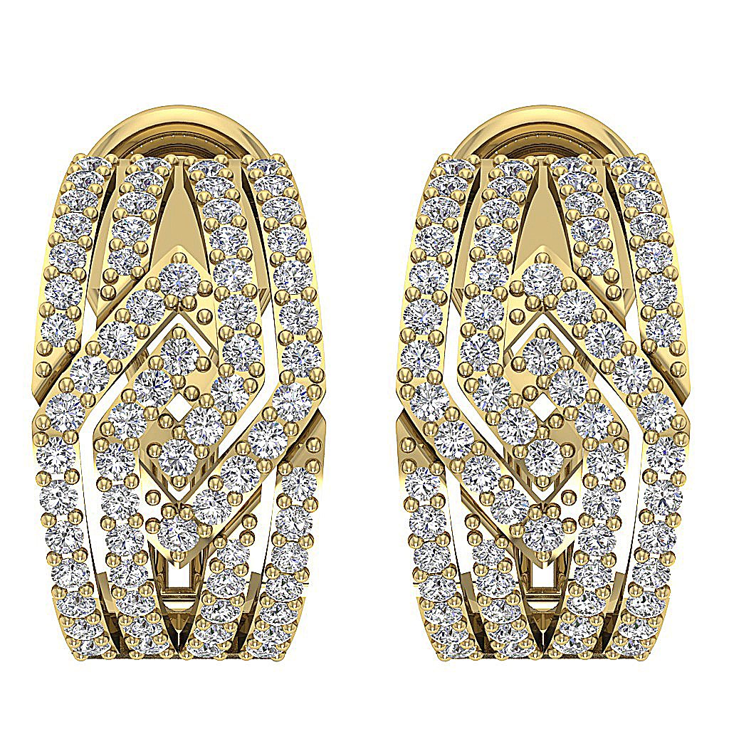 VVS1/VS1/SI1/I1 1.50 Ct Large Hoop Anniversary Earrings Round Diamond 18k/14k White Yellow Rose Gold Prong Set