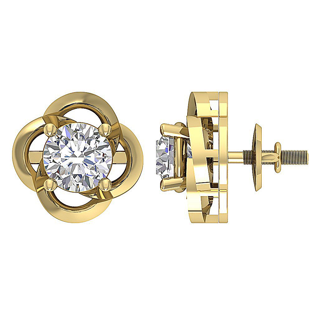 18k/14k Rose Gold Solitaire Studs Anniversary Earring Round Diamond SI1/I1 G 1.00 Ct Prong Set