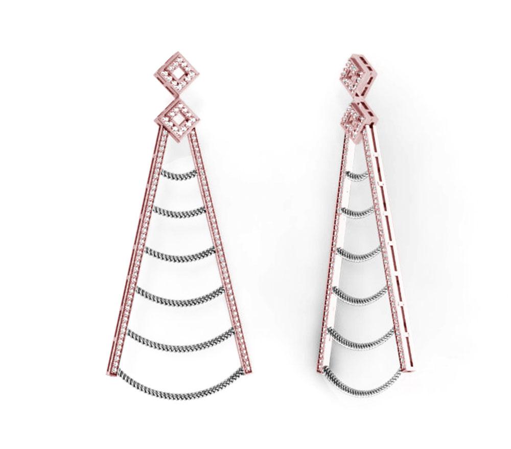 Prong Set Chandelier Engagement Earrings Natural Diamond SI1/I1 G 1.10 Ct 18k/14k White Yellow Rose Gold