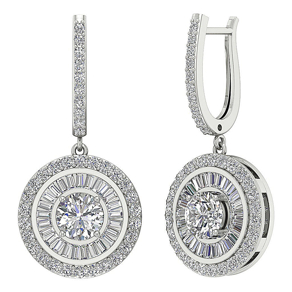 Chandelier Wedding Earring Genuine Diamond I1 G 3.40 Ct 14k Solid Gold Prong Channel Set