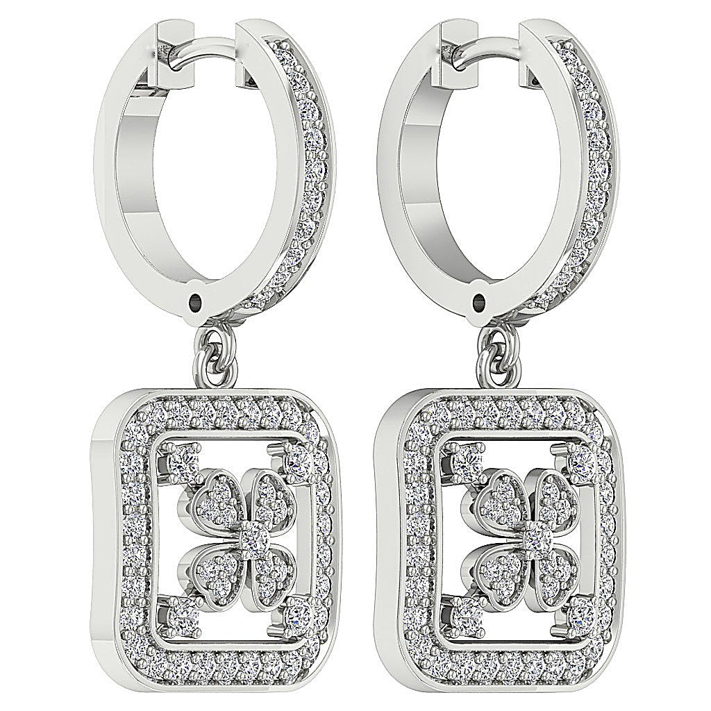 Prong Set Dangle Wedding Earrings Genuine Diamond VVS1/VS1/SI1/I1 G 1.50 Ct 18k/14k White Yellow Rose Gold