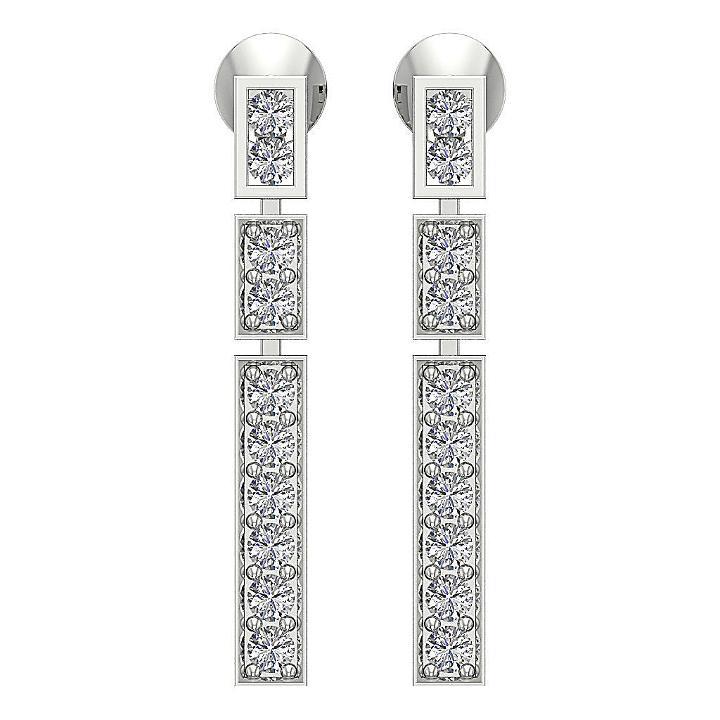 SI1/I1 G 0.55 Ct Designer Chandelier Earring Genuine Diamond 18k/14k Yellow Gold Prong Channel Set