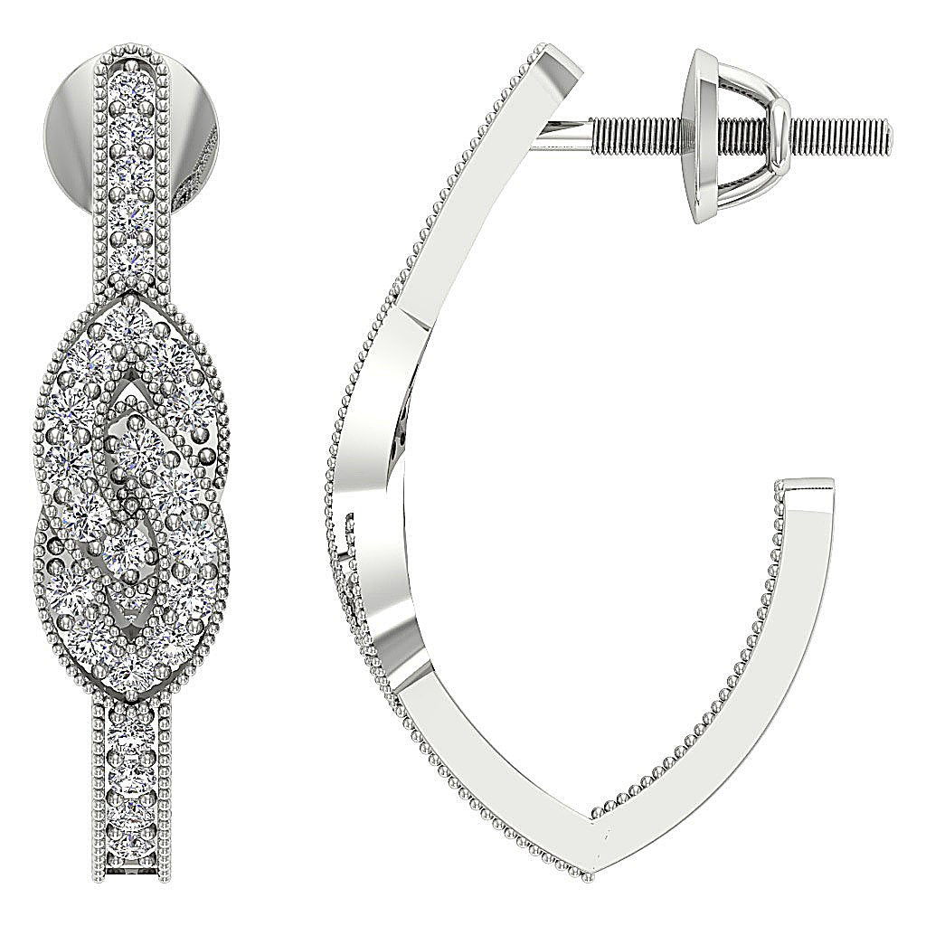 Prong Set Fashion Engagement Earrings Natural Diamond SI1/I1 G 0.90 Ct 18k/14k White Yellow Rose Gold