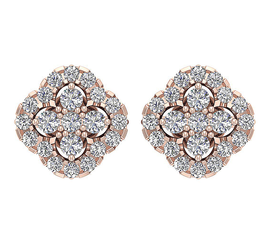 Solitaire Studs Anniversary Earring Round Diamond SI1/I1 G 0.80 Ct 18k/14k Solid Gold Prong Set
