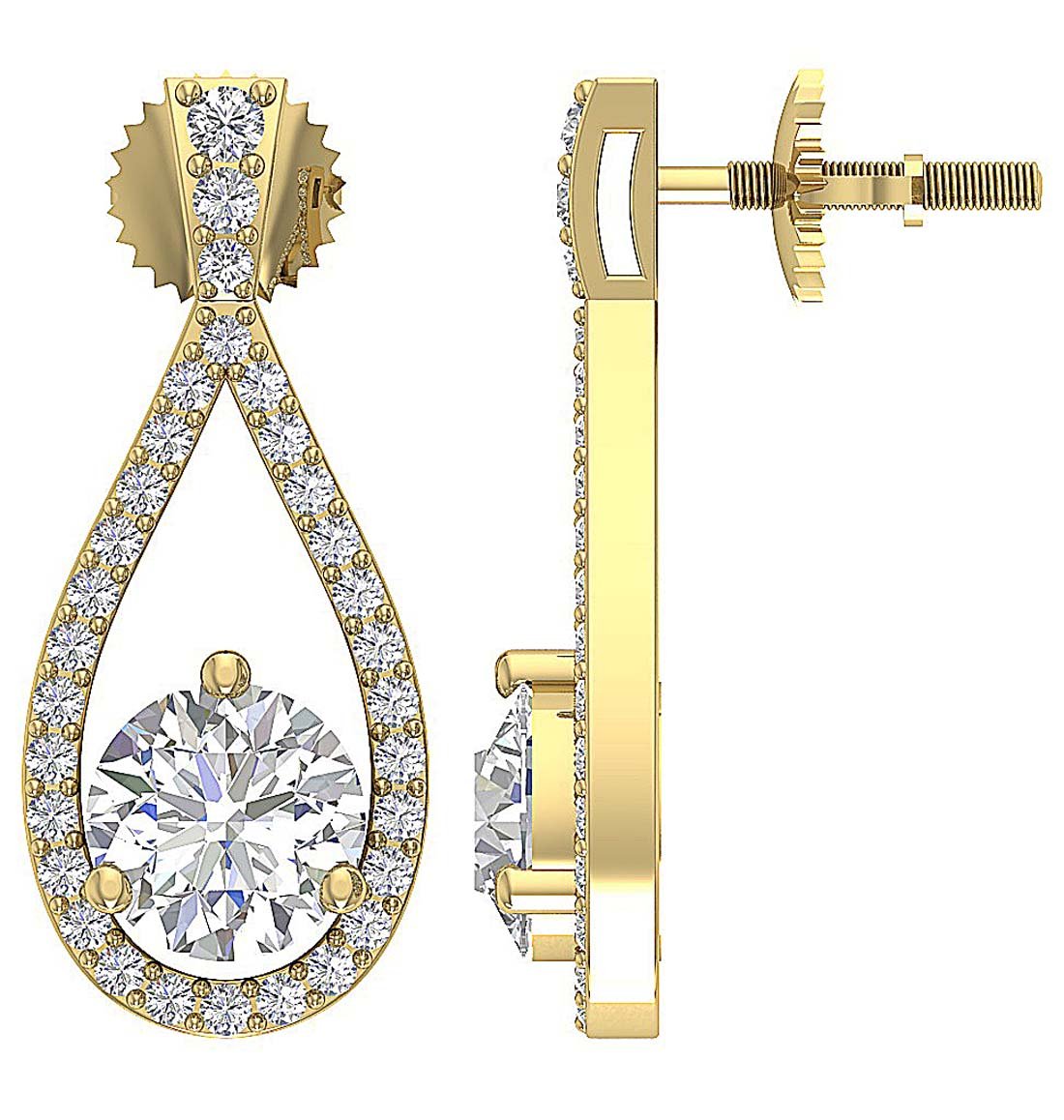 Dangle Engagement Earring Natural Diamond SI1/I1 G 1.65 Ct 18k/14k Solid Gold Prong Set