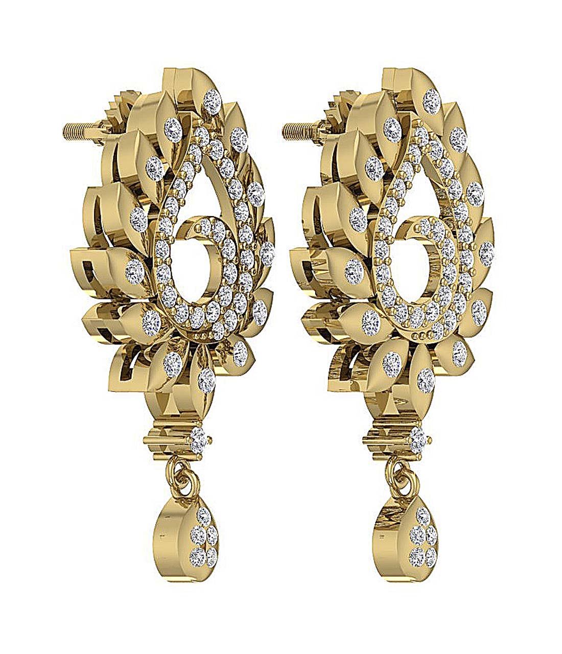 Prong Bezel Set Fashion Wedding Earrings Genuine Diamond SI1/I1 G 0.85 Ct 18k/14k White Yellow Rose Gold