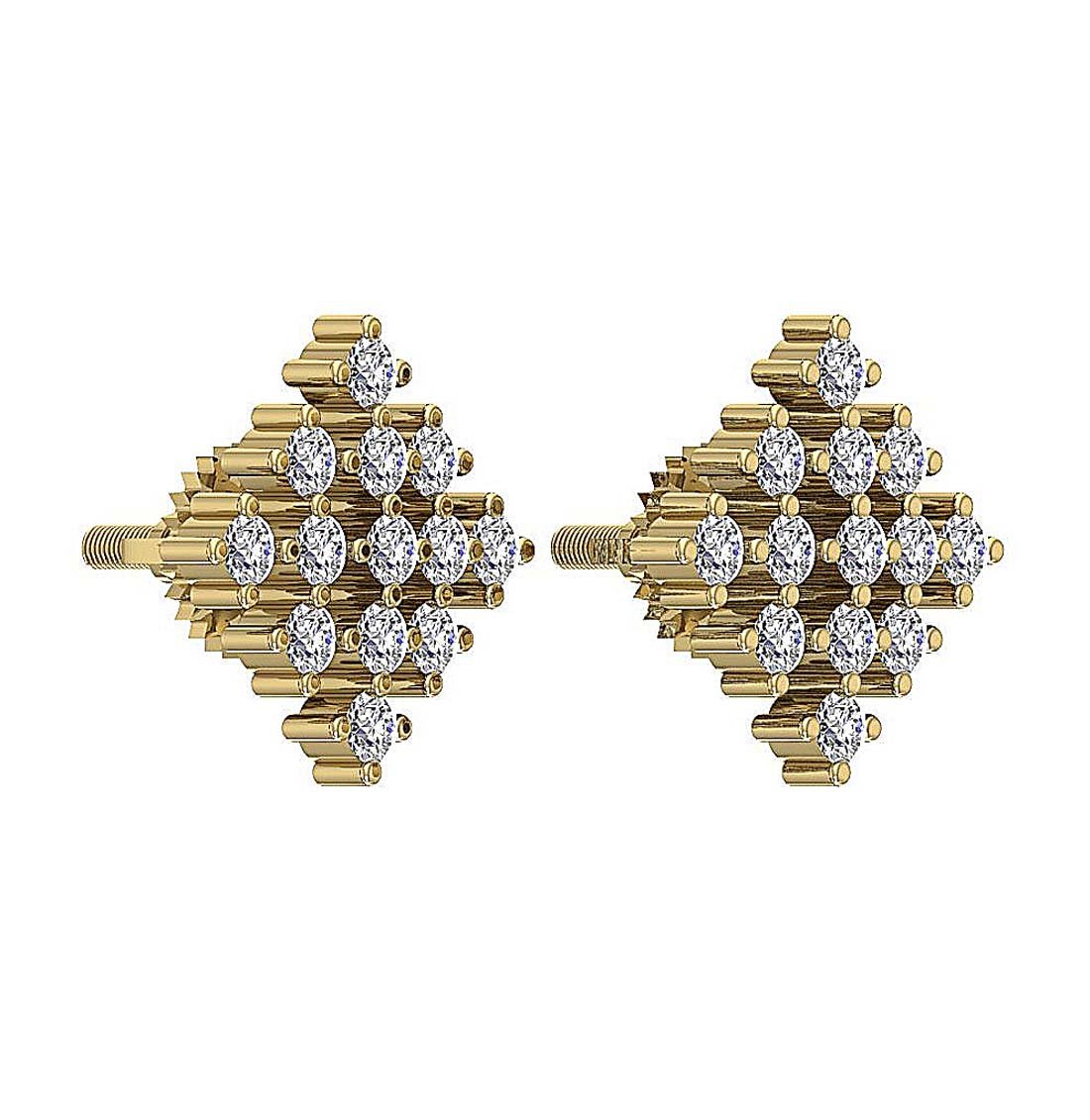 18k/14k Rose Gold Solitaire Studs Anniversary Earring Round Diamond SI1/I1 G 0.50 Ct Prong Set