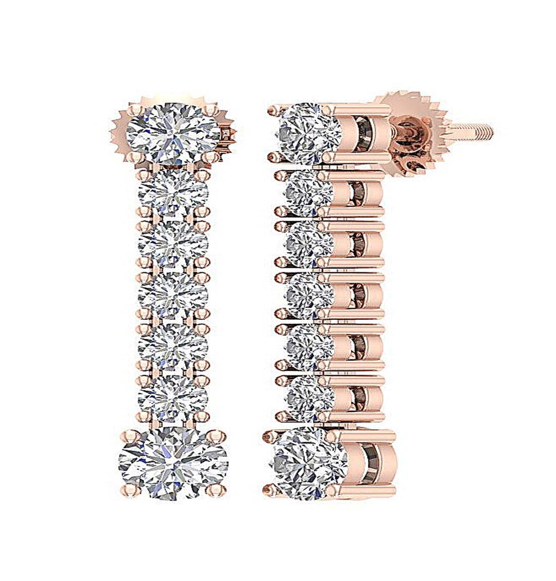 SI1/I1 G 1.50 Ct Dangle Wedding Earrings Genuine Diamond 18k/14k Yellow Gold Prong Set