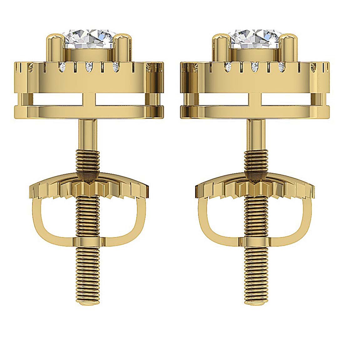 14k Solid Gold Genuine Diamond SI1/I1 G 1.10 Ct Halo Solitaire Studs Earrings