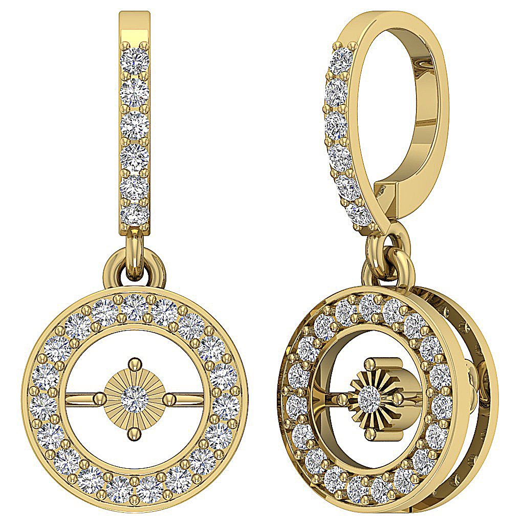 18k/14k Rose Gold Dangle Anniversary Earrings Round Diamond VVS1/VS1/SI1/I1 G 1.00 Ct Prong Bezel Set