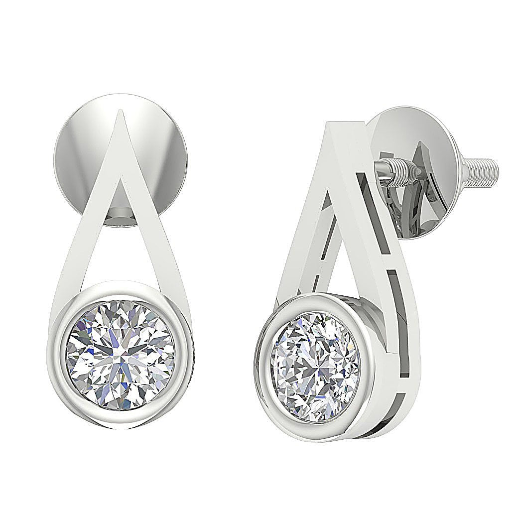 SI1/I1 G 0.50 Ct Fashion Anniversary Earrings Round Diamond 18k/14k Yellow Gold Bezel Set