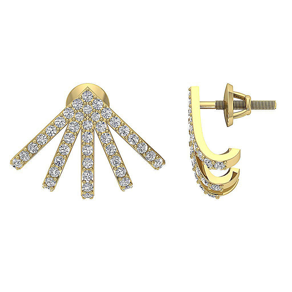 Fashion Engagement Earrings Natural Diamond SI1/I1 G 0.90 Ct 18k/14k Solid Gold Prong Set