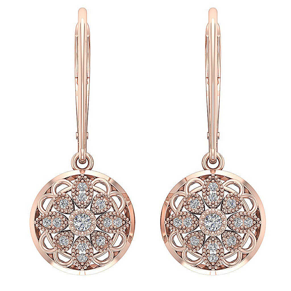 SI1/I1 G 0.25 Ct Chandelier Engagement Earring Natural Diamond 18k/14k Yellow Gold Pave Set