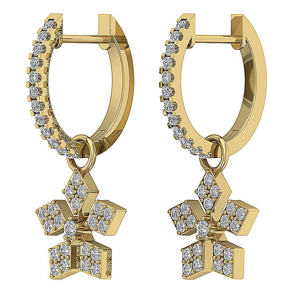 VVS1/VS1/SI1/I1 0.80 Ct Dangle Anniversary Earrings Round Diamond 18k/14k Yellow Gold Prong Set