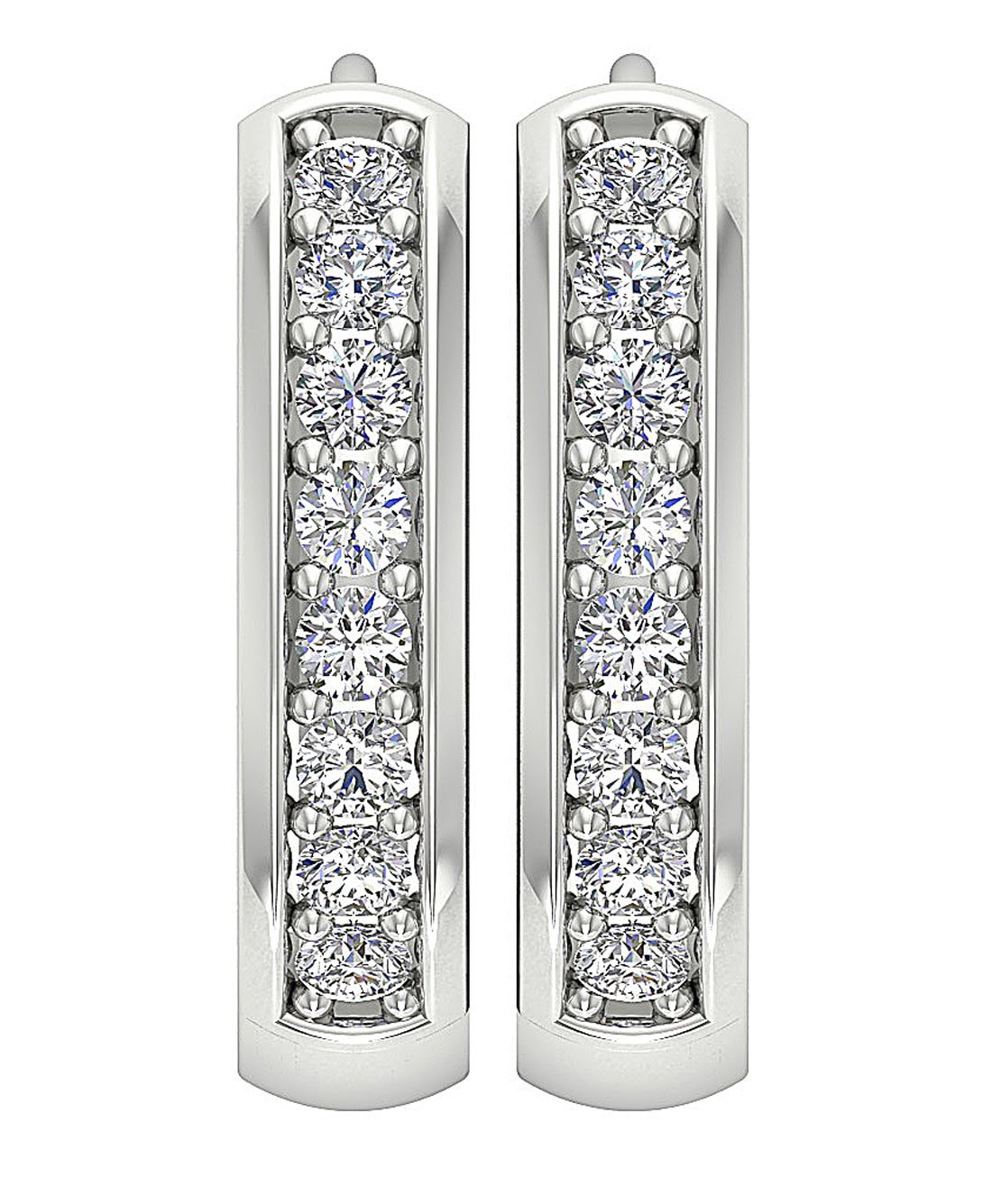 SI1/I1 G 0.30 Ct Inside Outside Hoop Engagement Earrings Natural Diamond 18k/14k Yellow Gold Prong Set