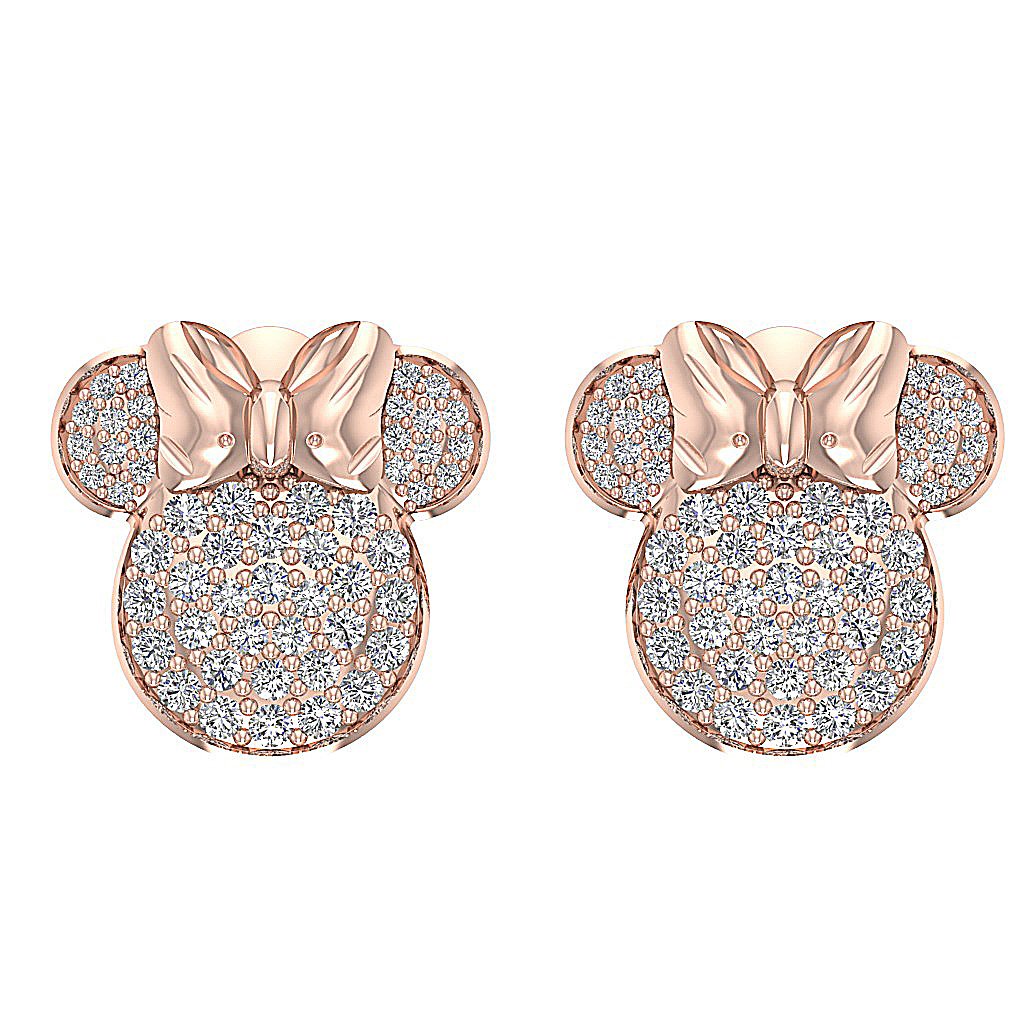 VVS1/VS1/SI1/I1 1.35 Ct Fashion Wedding Earrings Genuine Diamond 18k/14k Rose Gold Pave Set