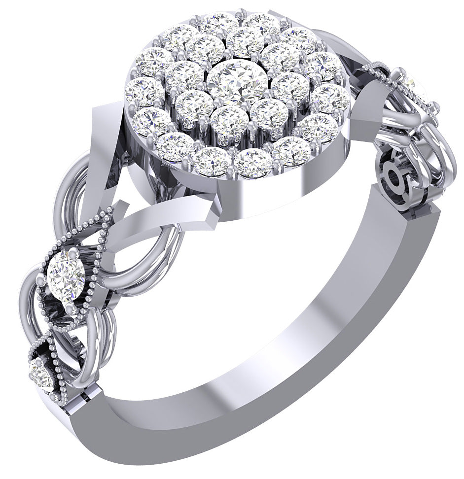 Double Halo Wedding Band I1 G 1.55 Carat Natural Diamond 14K Rose Gold Prong Set