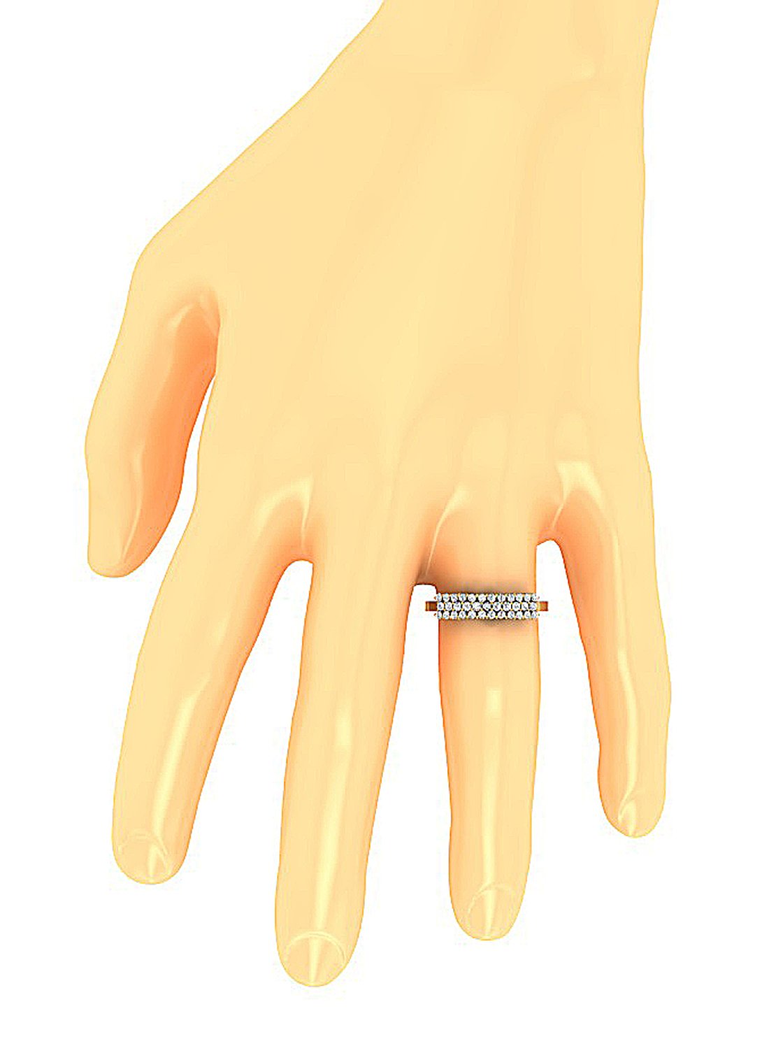 3 Row Wedding Ring I1 G 0.60 Ct Round Diamond Prong Set 14K White Yellow Rose Gold 4.35MM