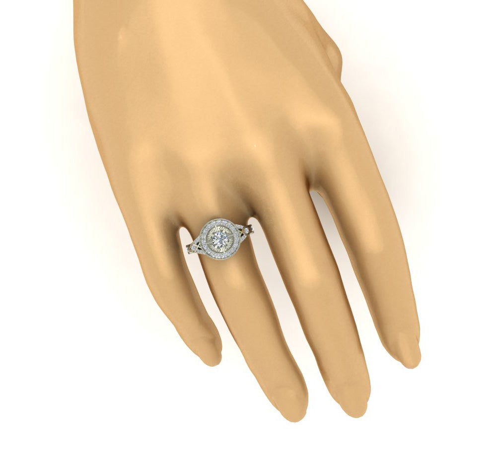 Best Engagement Wedding Band For Round Solitaire SI1 G 0.90 Carat Diamond 14K White Gold
