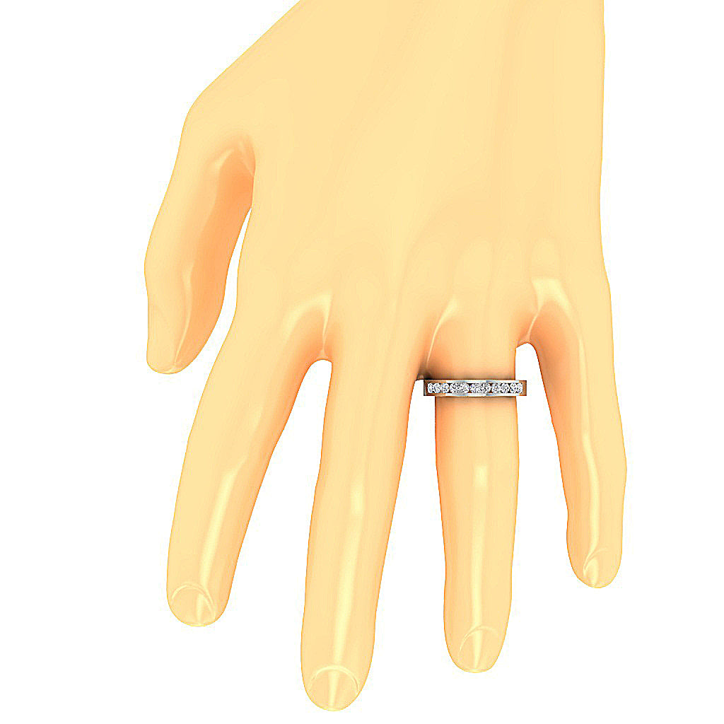 14K White Gold Wedding Ring Round Diamond I1 G 0.50 Ct Channel Set