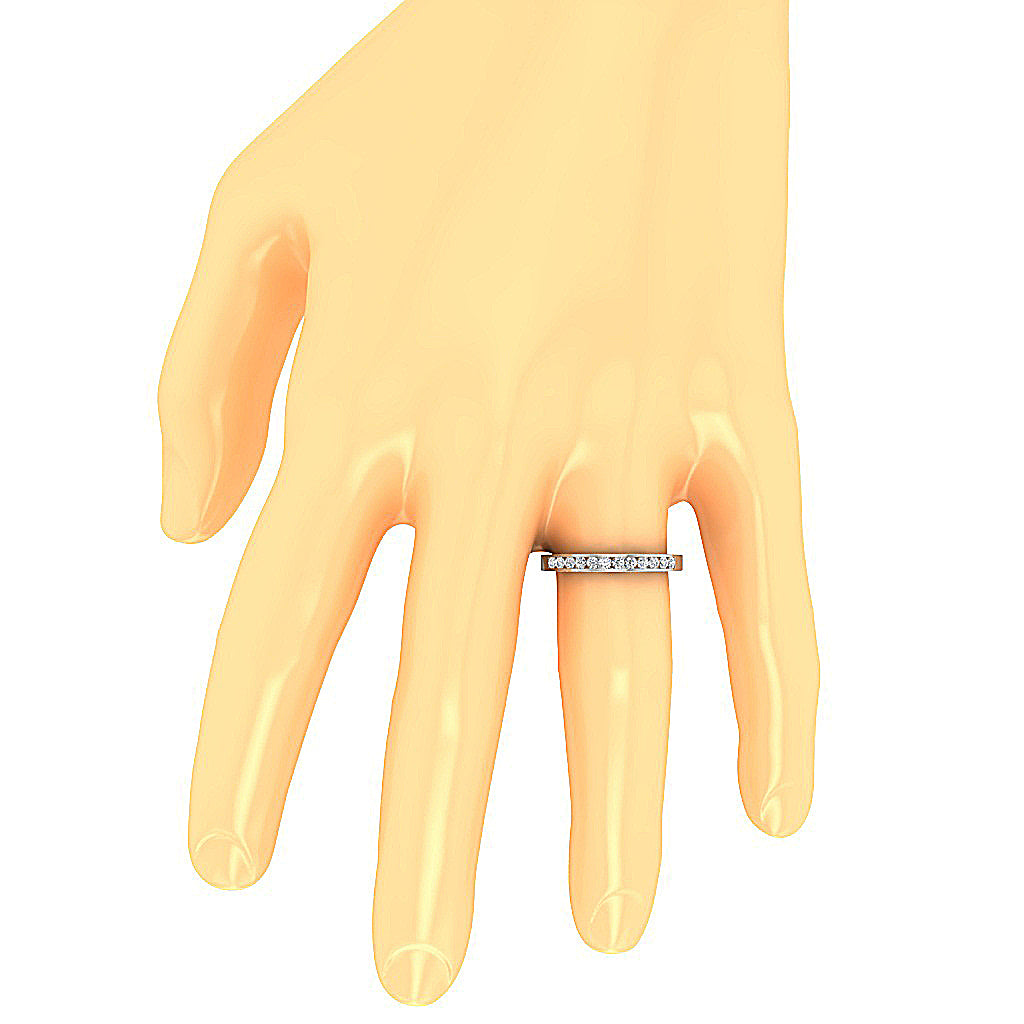 14K Yellow Gold Anniversary Ring Natural Diamond I1 G 0.40 Ct Channel Set