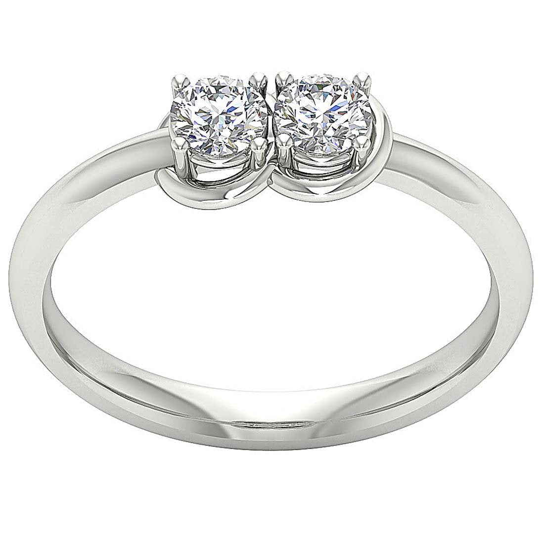 Forever Us Two Stone Solitaire Anniversary Ring Round Diamond I1 G 0.55 Ct Prong Set 6.00 MM