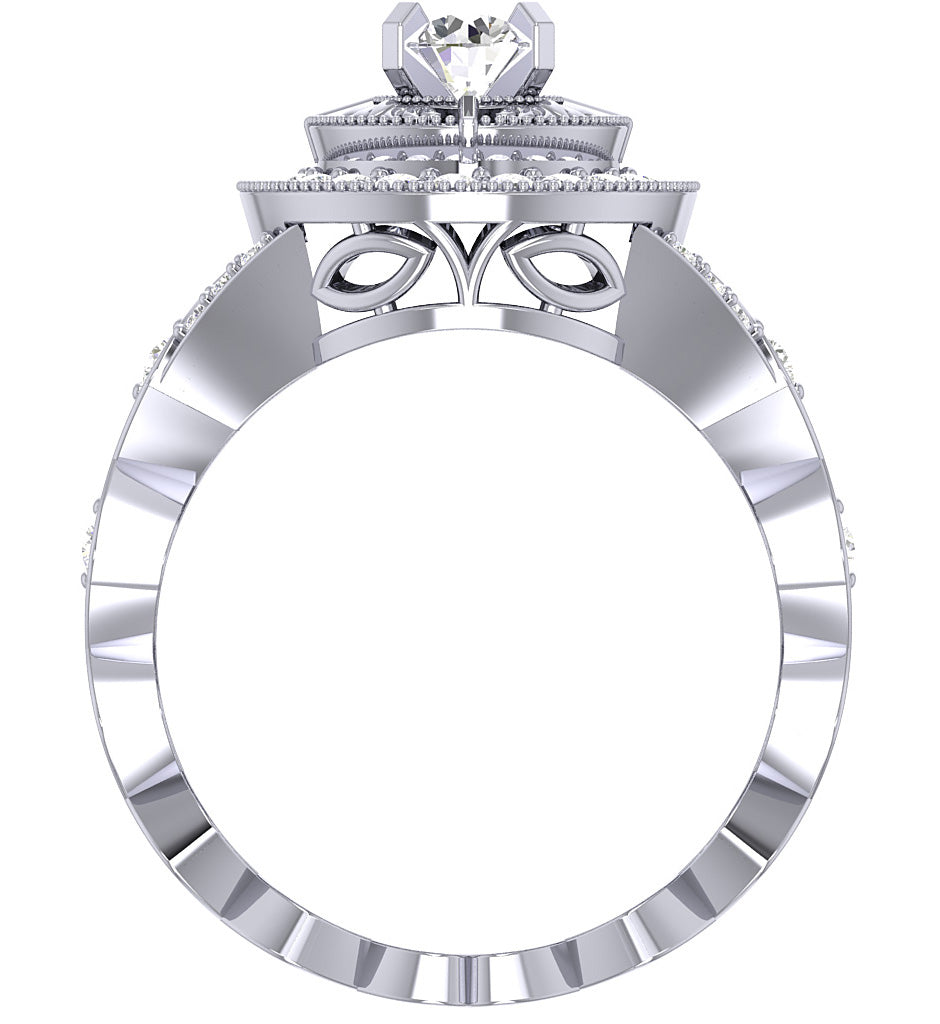 Best Engagement Wedding Band For Round Solitaire SI1 G 0.90 Carat Diamond 14K White Gold