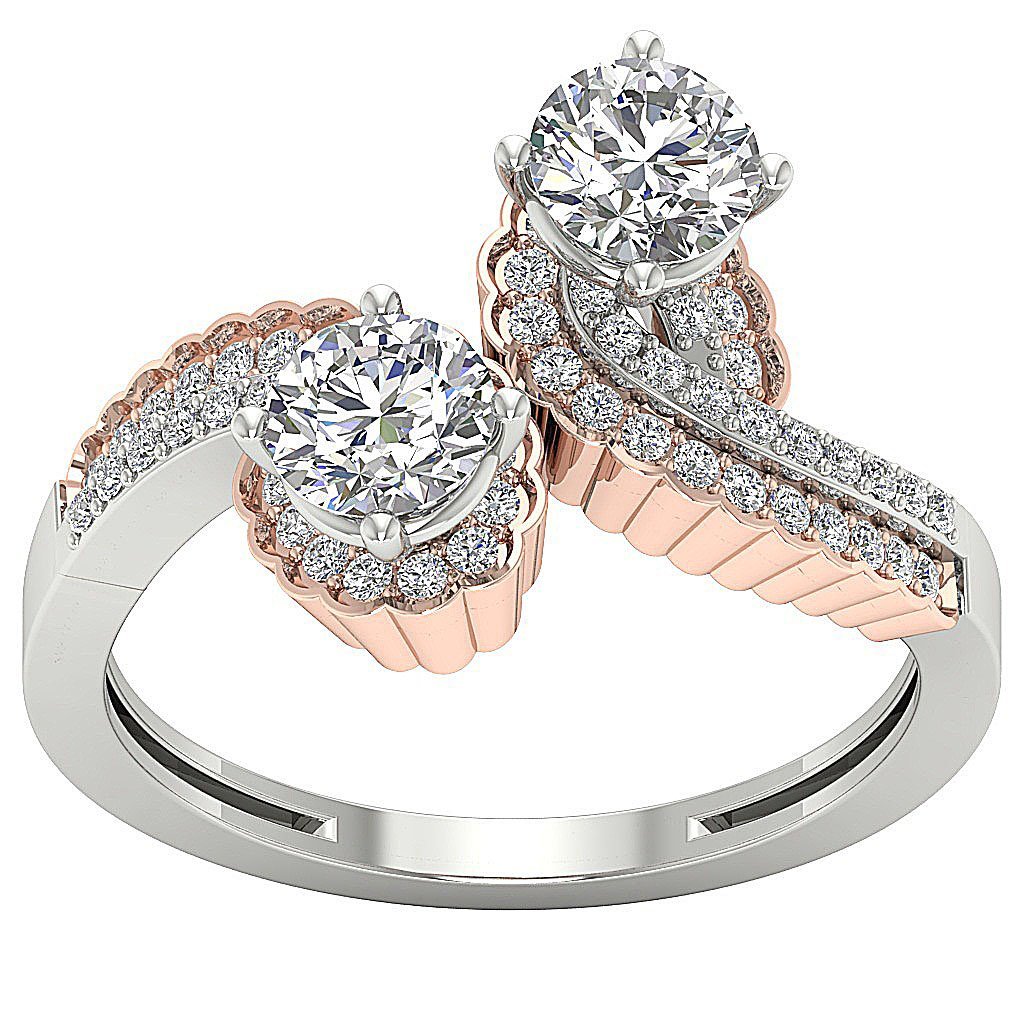 14k Yellow Gold Forever Us Two Stone Engagement Ring Natural Diamond SI1 G 1.50 Ct Prong Set