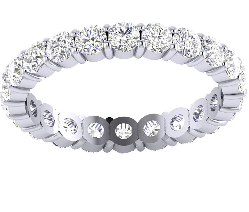 Round Cut Diamond I1 G 2.00 Carat Eternity Engagement Ring Prong Set 14k Rose Gold