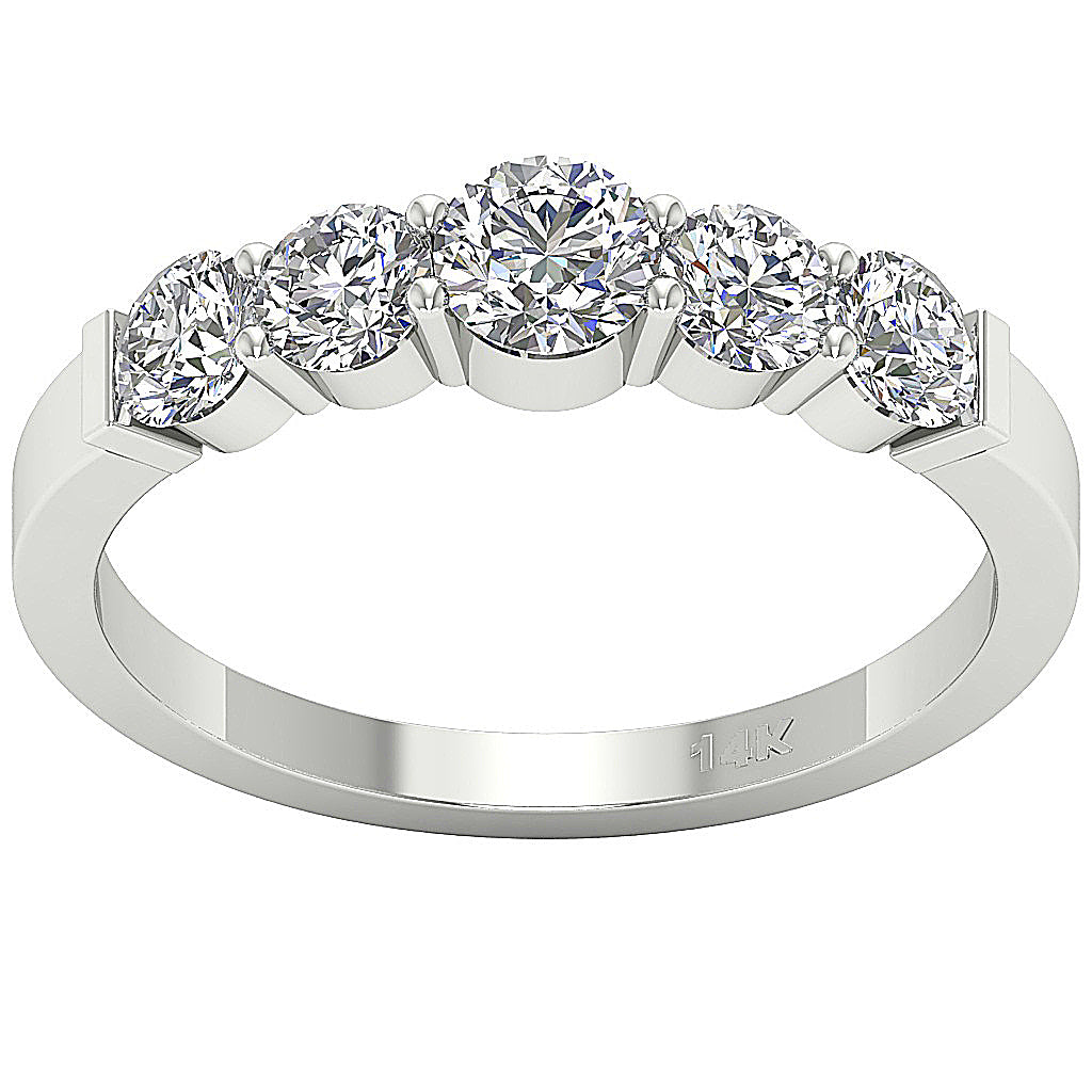 The Leandro Unique Round Brilliant Cut Diamond Rose Gold Five Stone Ring