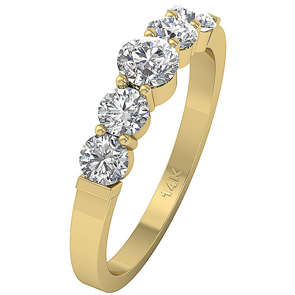 The Leandro 1.25 Carat Round Brilliant Cut Diamond Rose Gold Five Stone Engagement Ring