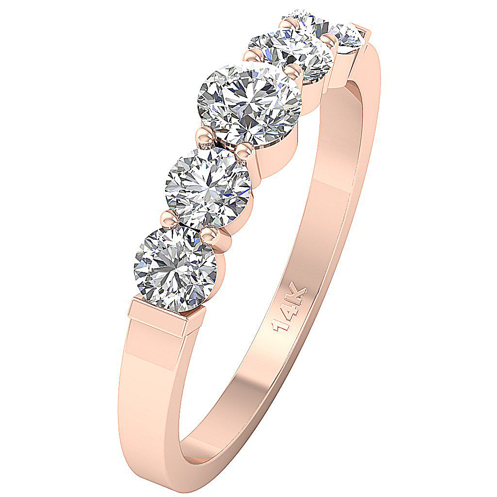 The Leandro 1.25 Carat Round Brilliant Cut Diamond Rose Gold Five Stone Engagement Ring