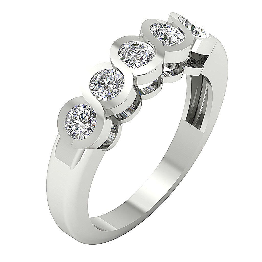 The Soren Unique Bezel Set Genuine Diamond Yellow Gold Five Stone Ring
