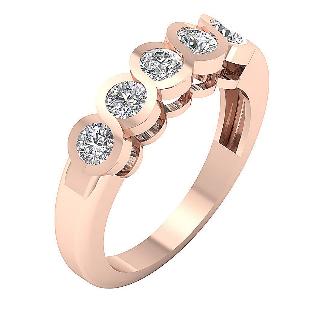 The Soren Unique Bezel Set Genuine Diamond Yellow Gold Five Stone Ring