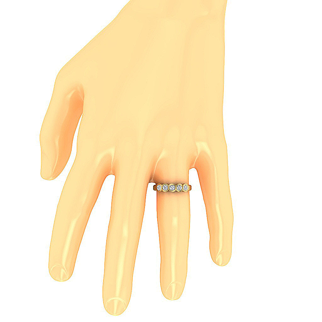 The Soren Unique Bezel Set Genuine Diamond Yellow Gold Five Stone Ring