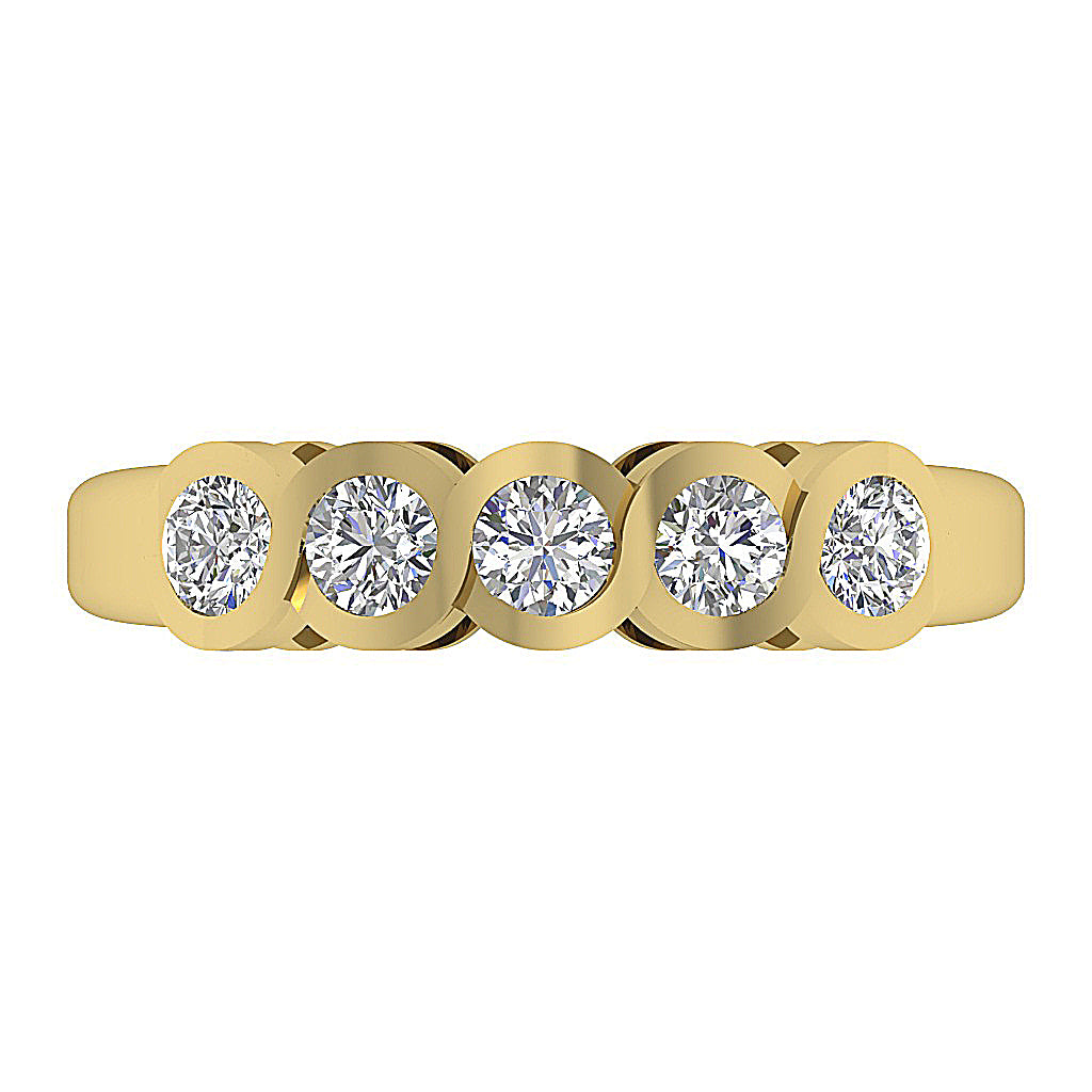 The Soren Unique Bezel Set Genuine Diamond Yellow Gold Five Stone Ring
